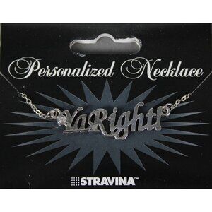 YA RIGHT! NEW Name Silvertone Rhinestone 14.5"w 4.5" Multi Ring Extendr Necklace